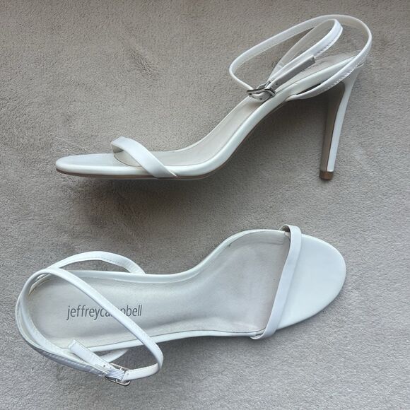Jeffrey Campbell Illusive White Patent Leather Stiletto Heel Sandals Women 9 - Picture 14 of 14
